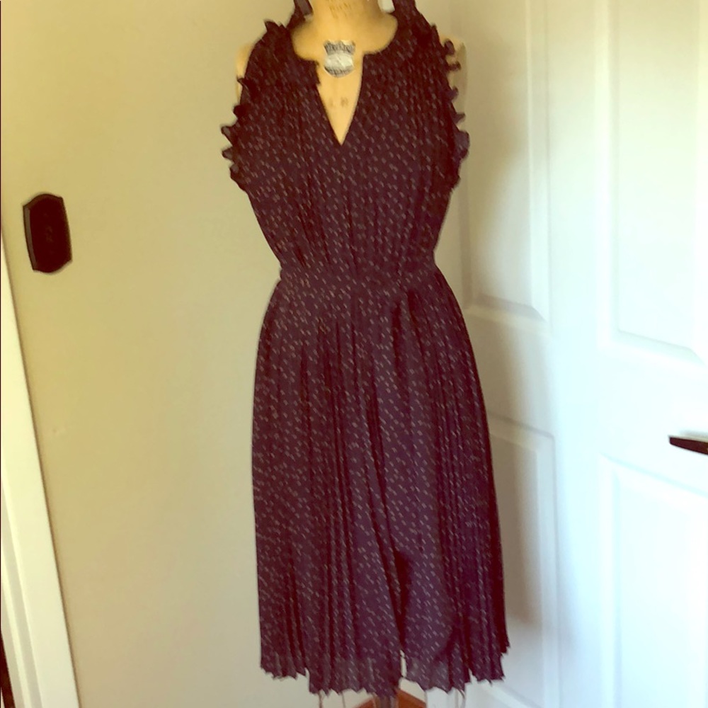 Light and flowing navy dress from Ann Taylor